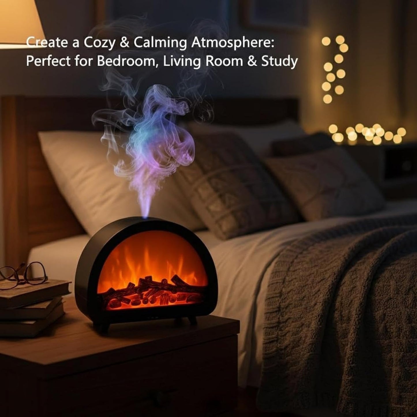 Fireplace Flame Humidifier & Essential Oil Diffuser | Home Office Desk Fragrance | Lumu UK