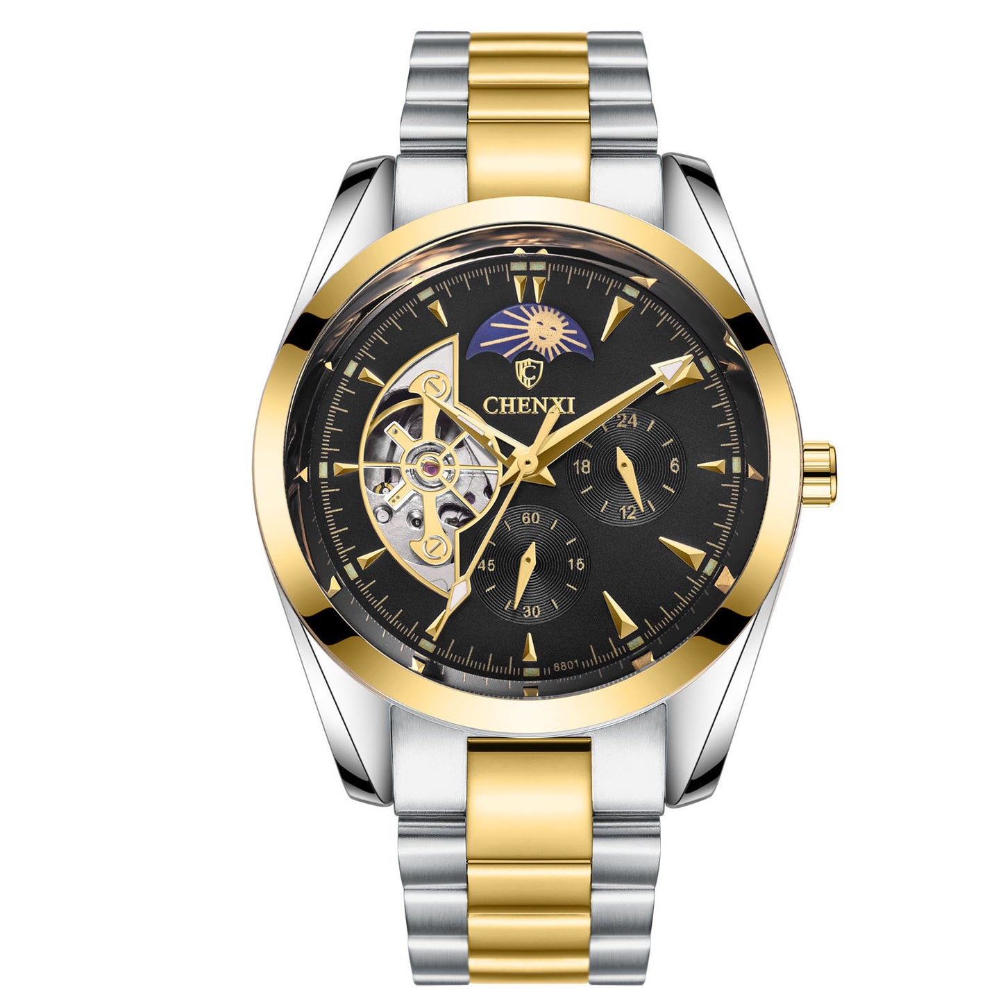 Men's Business Mechanical Watch | Luxury Luminous Moon Phase Pointer Wristwatch | Lumu UK