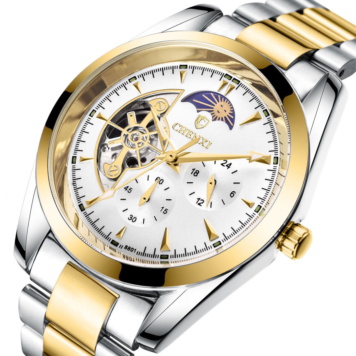 Men's Business Mechanical Watch | Luxury Luminous Moon Phase Pointer Wristwatch | Lumu UK