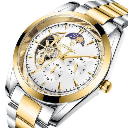 Men's Business Mechanical Watch | Luxury Luminous Moon Phase Pointer Wristwatch | Lumu UK