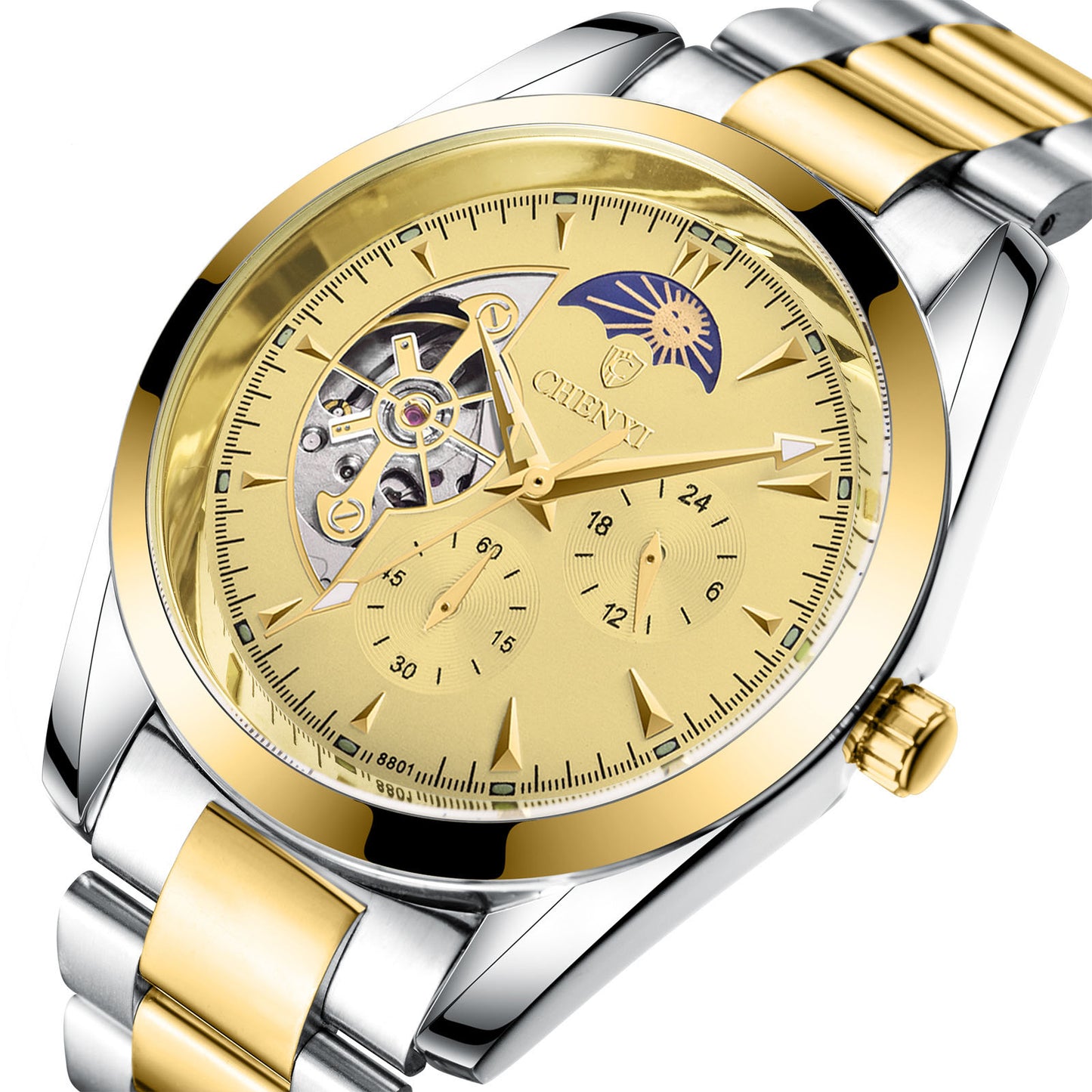 Men's Business Mechanical Watch | Luxury Luminous Moon Phase Pointer Wristwatch | Lumu UK