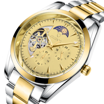 Men's Business Mechanical Watch | Luxury Luminous Moon Phase Pointer Wristwatch | Lumu UK