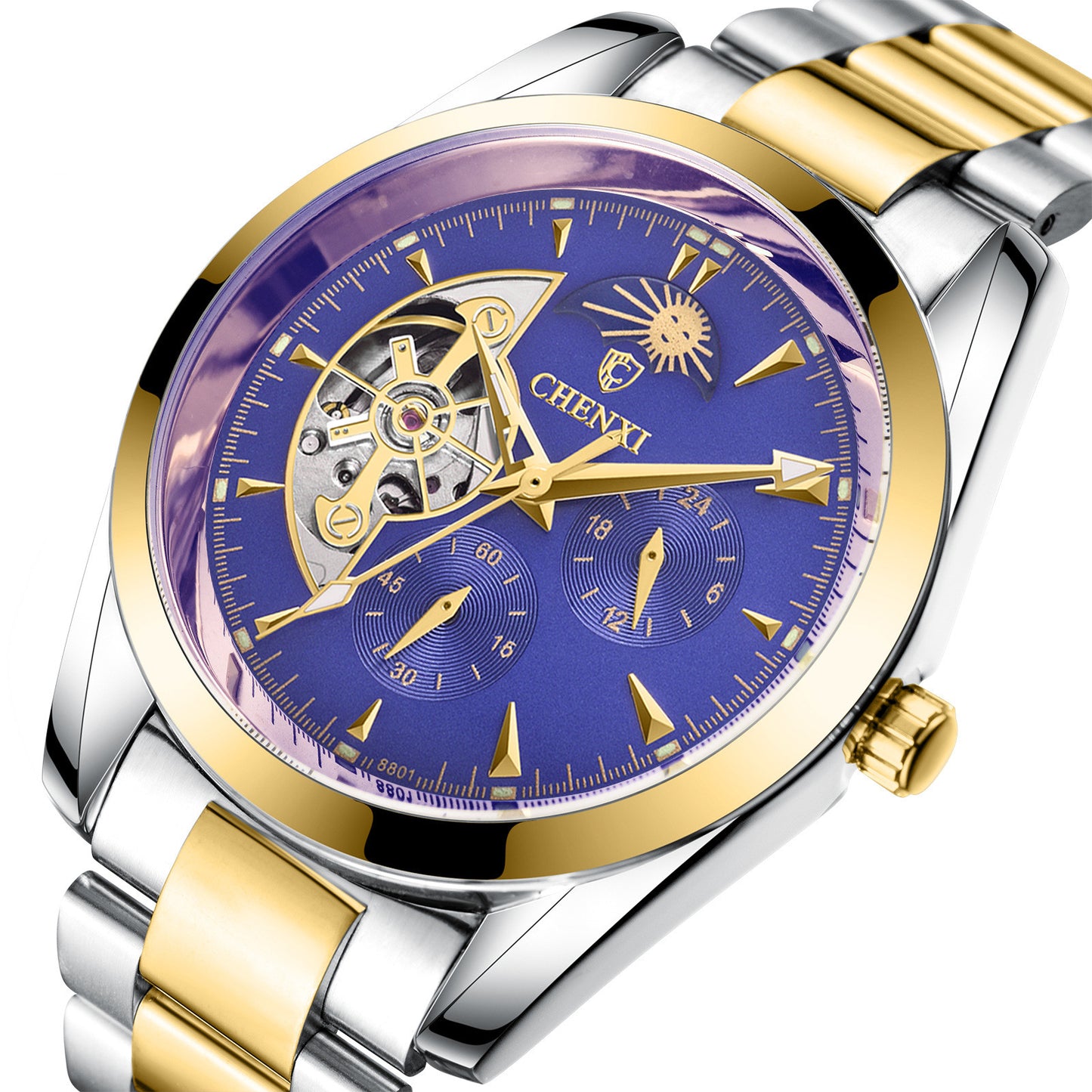 Men's Business Mechanical Watch | Luxury Luminous Moon Phase Pointer Wristwatch | Lumu UK