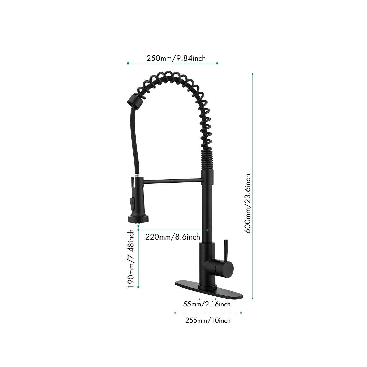 Solid Brass Spring Kitchen Faucet | Single Handle Pull Down Tap | Lumu UK