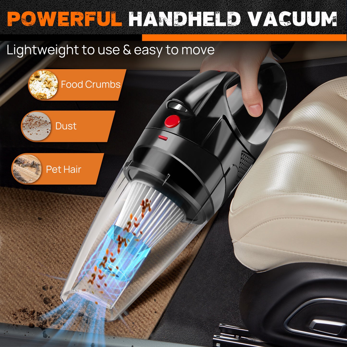 Mini Cordless Handheld Vacuum Cleaner | USB Rechargeable Portable Car Hoover | Lumu UK