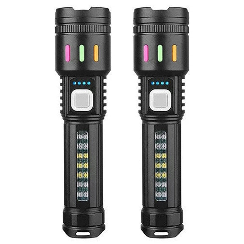 2pcs Super Bright Flashlight LED Powerful Rechargeable Torch Zoomable