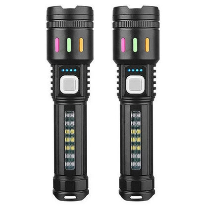 2pcs Super Bright Flashlight LED Powerful Rechargeable Torch Zoomable