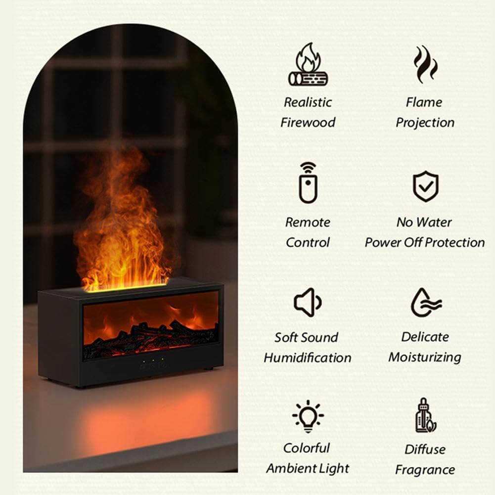 Volcano Humidifier Aromatherapy Diffuser | Flame Effect 7-Color Night Light | Lumu UK