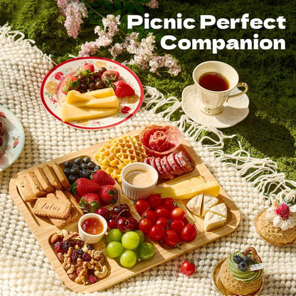 Bamboo Cheese Tray Dessert Tray Fruit Plate With Acrylic Transparent Lid