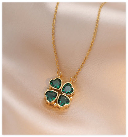 Zircon Emerald Clavicle Necklace | Elegant Crystal Pendant Chain Women's Gift | Lumu UK