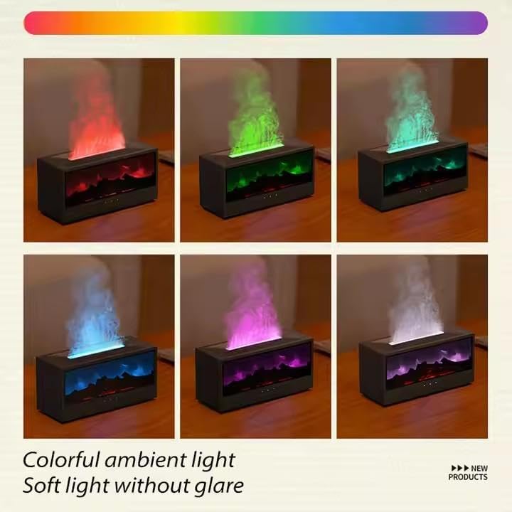 Volcano Humidifier Aromatherapy Diffuser | Flame Effect 7-Color Night Light | Lumu UK