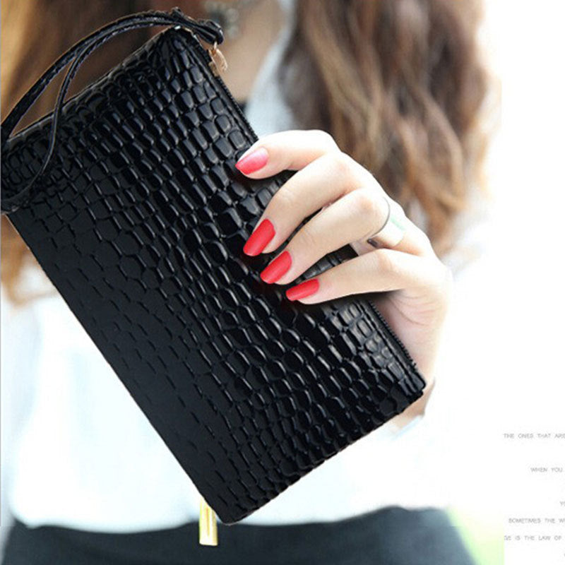 Women's Crocodile Pattern Wallet | PU Leather Bifold Card Holder Purse | Lumu UK