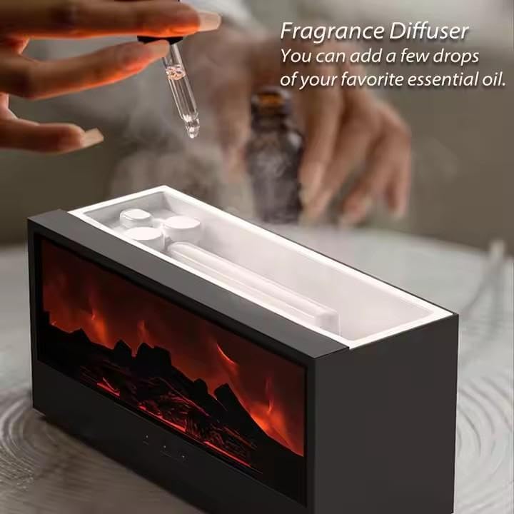 Volcano Humidifier Aromatherapy Diffuser | Flame Effect 7-Color Night Light | Lumu UK