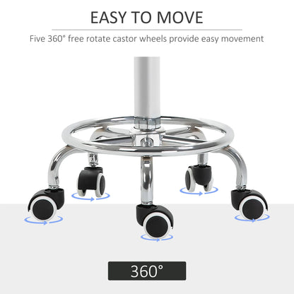Height Adjustable Swivel Rolling Stool | PU Leather Office Chair Seat | Lumu UK