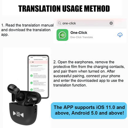 Translator Earbuds | 100+ Languages Real-Time Translation Bluetooth 5.3 | Lumu UK