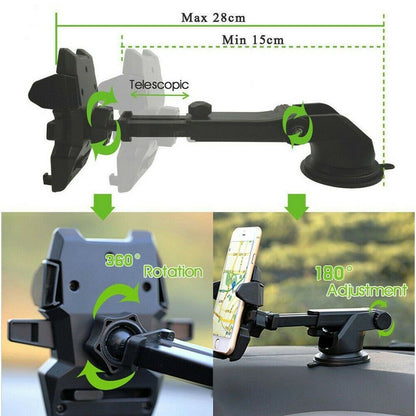 360° Car Phone Holder | Dashboard Windscreen Universal Suction Mount | Lumu UK