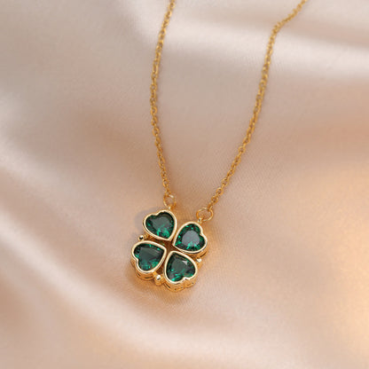 Zircon Emerald Clavicle Necklace | Elegant Crystal Pendant Chain Women's Gift | Lumu UK