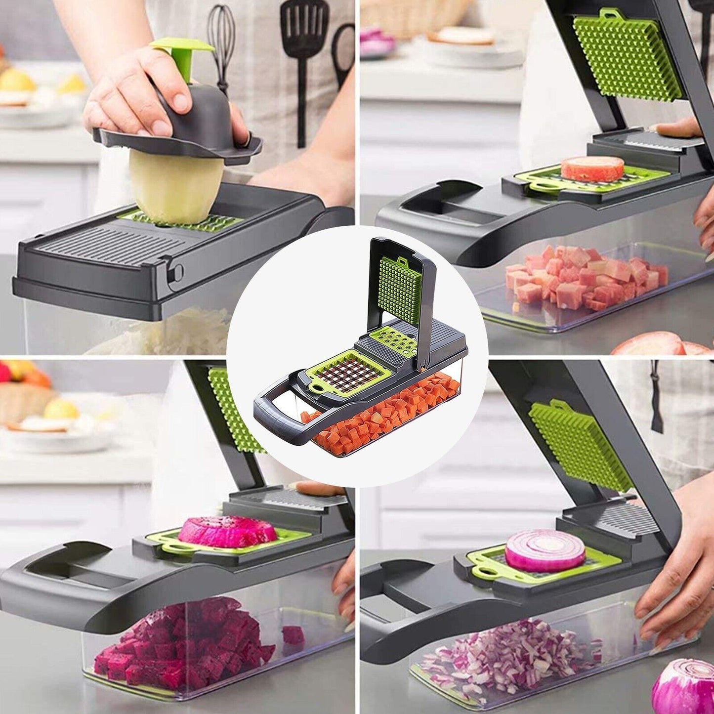 16-in-1 Vegetable Chopper & Slicer | Salad Fruit Food Dicer Grater Kitchen Tool | Lumu UK