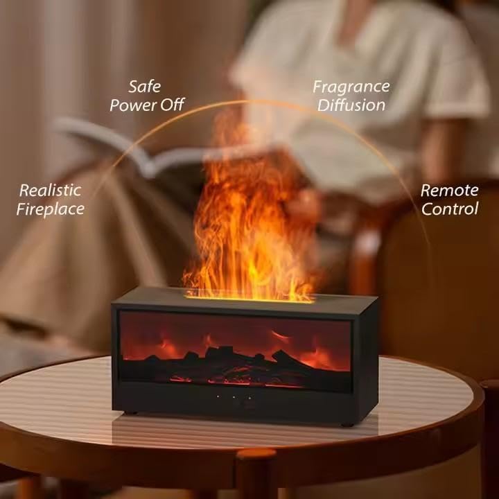 Volcano Humidifier Aromatherapy Diffuser | Flame Effect 7-Color Night Light | Lumu UK