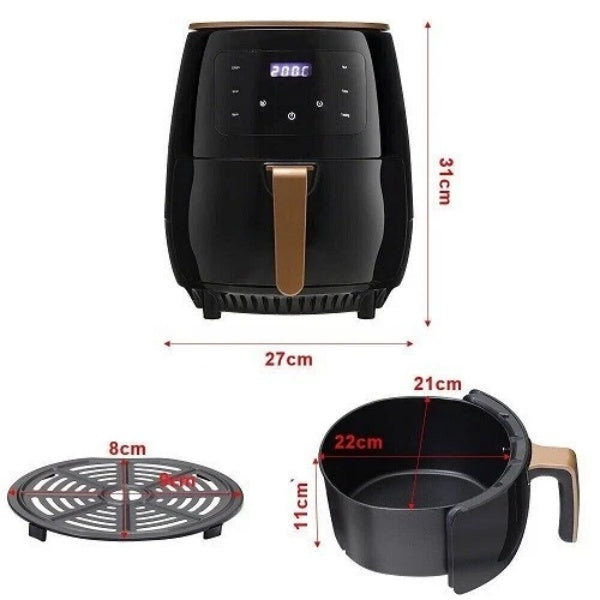 6L Digital Air Fryer Large Capacity | Oil Free Cooking Touch Screen | Lumu UK