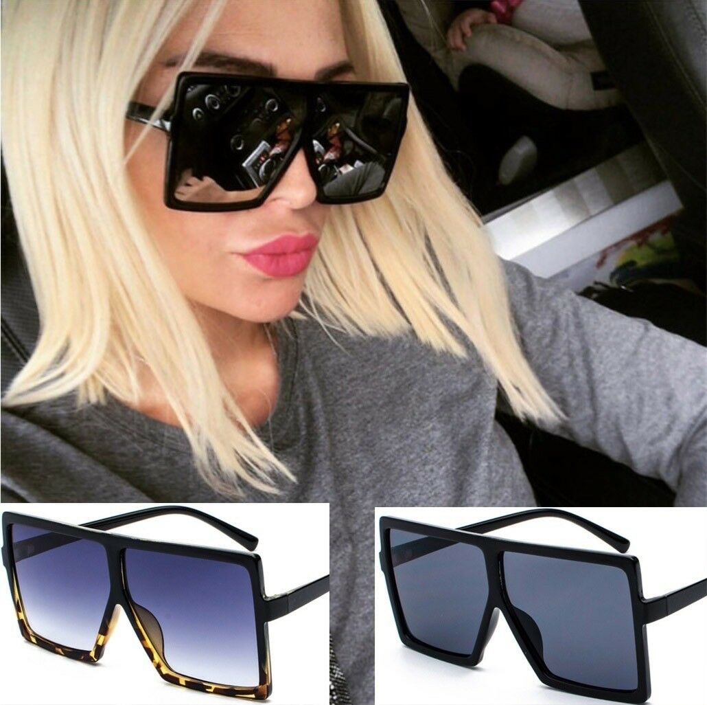 Oversized Square Sunglasses Women | UV400 Flat Top Large Frame Fashion Shades | Lumu UK