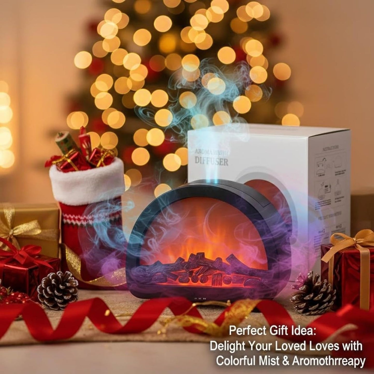 Fireplace Flame Humidifier & Essential Oil Diffuser | Home Office Desk Fragrance | Lumu UK