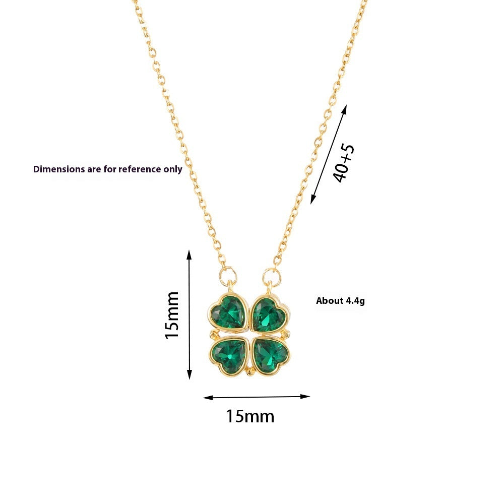 Zircon Emerald Clavicle Necklace | Elegant Crystal Pendant Chain Women's Gift | Lumu UK