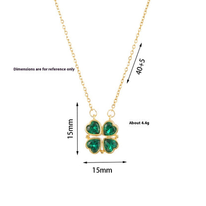 Zircon Emerald Clavicle Necklace | Elegant Crystal Pendant Chain Women's Gift | Lumu UK