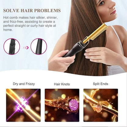 Electric Hot Comb Hair Straightener | Professional Press Comb Fast Heating | Lumu UK