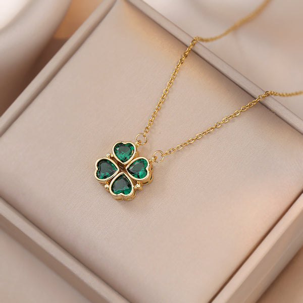 Zircon Emerald Clavicle Necklace | Elegant Crystal Pendant Chain Women's Gift | Lumu UK