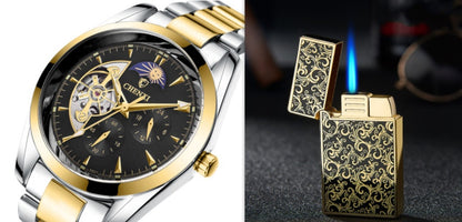 Men's Business Mechanical Watch | Luxury Luminous Moon Phase Pointer Wristwatch | Lumu UK