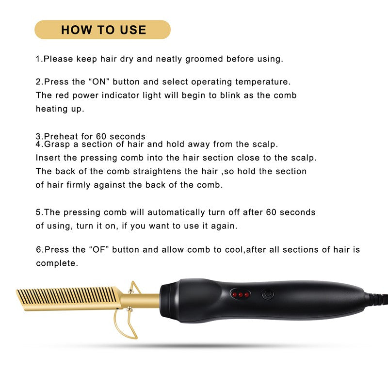 Electric Hot Comb Hair Straightener | Professional Press Comb Fast Heating | Lumu UK