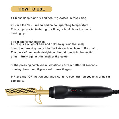 Electric Hot Comb Hair Straightener | Professional Press Comb Fast Heating | Lumu UK