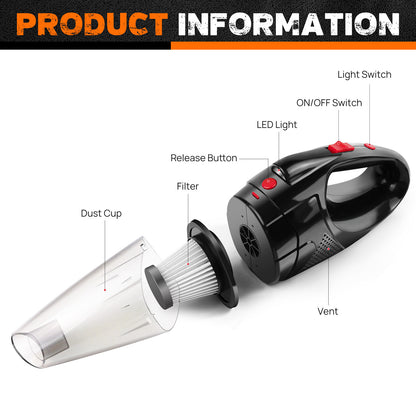 Mini Cordless Handheld Vacuum Cleaner | USB Rechargeable Portable Car Hoover | Lumu UK