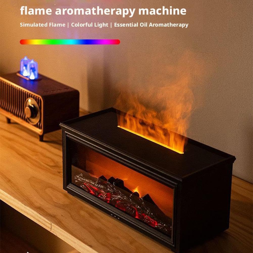 Volcano Humidifier Aromatherapy Diffuser | Flame Effect 7-Color Night Light | Lumu UK