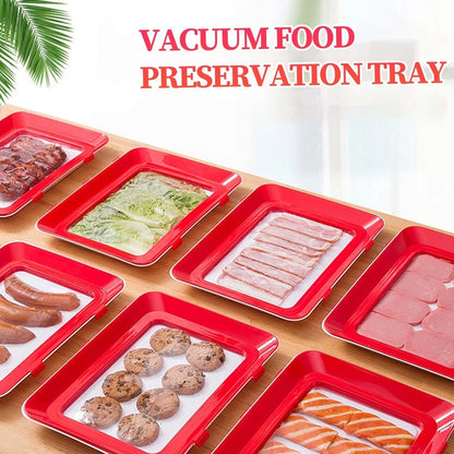 4Pc Stretch Fresh Storage Tray Vacuum Reusable And Stackable Food Storage Tray UK New